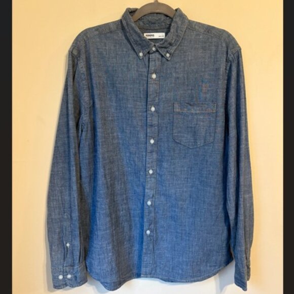 Sonoma Goods for Life Blue Chambray Long Sleeve Button-Down Shirt Men's Size L - Picture 2 of 6